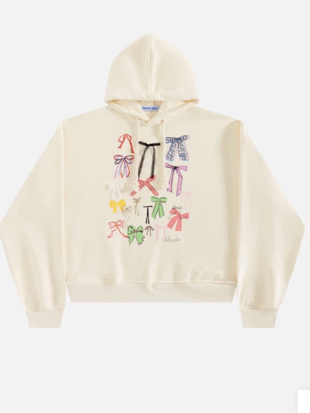 Aelfric Eden Cream Hoodie with Multicolor Bow Prints